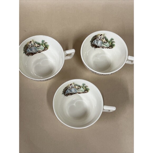 VTG American Limoges Triumph D'or Serenade 3 Cups & 4 Saucers 22K Gold READ - Picture 8 of 16